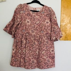 Fall floral peplum sleeve dress